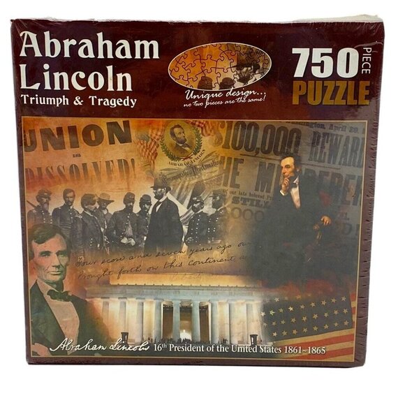 Abraham Lincoln Triumph‎ & Tragedy 750 Piece Jigsaw Puzzle New Factory Sealed - Picture 1 of 11